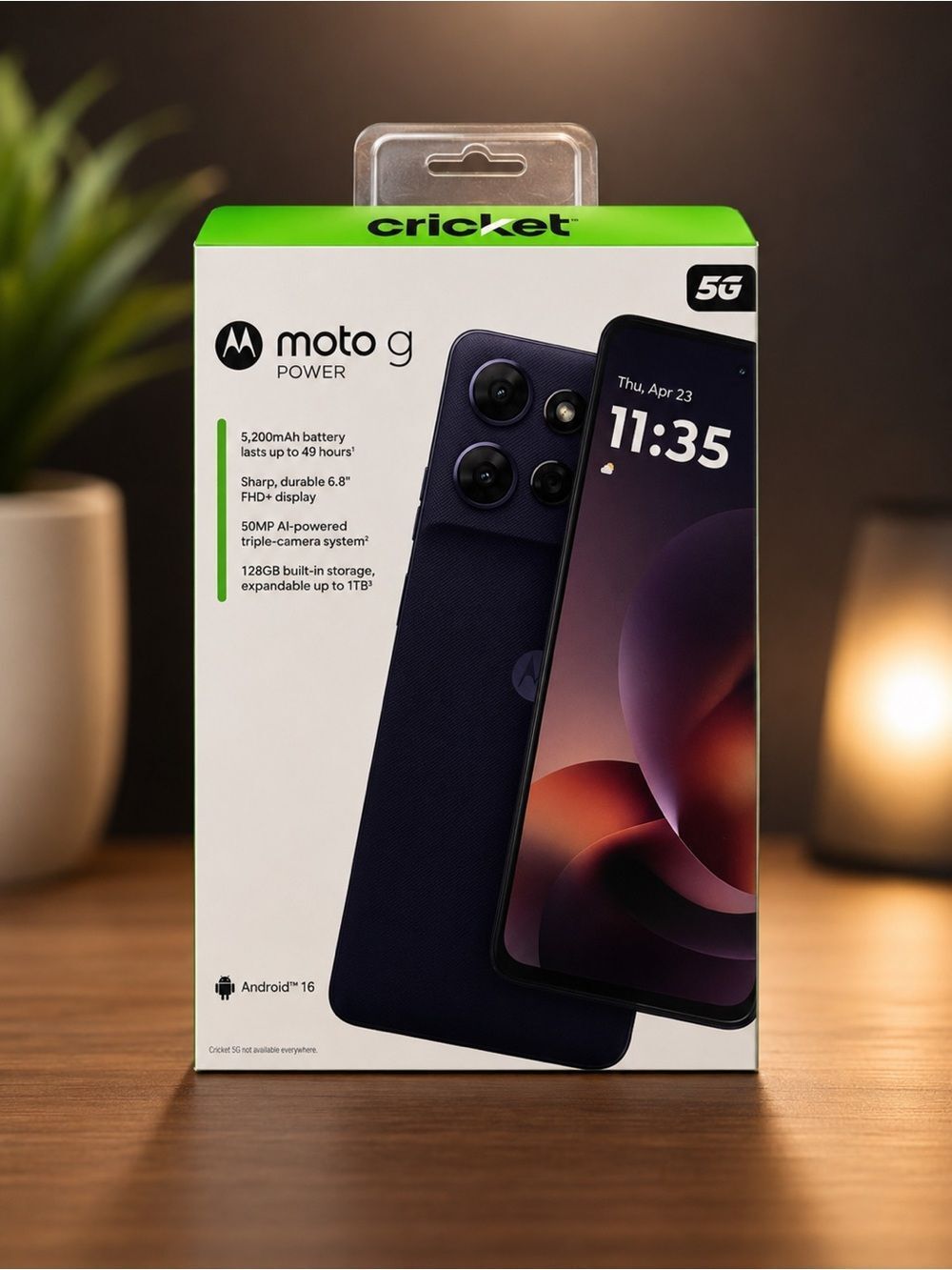 New Motorola Cricket Moto G Power 5G Black 8GB Ram 128GB 6.8” Screen Android 16